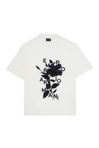 TEE SS RN FLOWER EMBROIDERY ON THE FRONT:Open Blue:M
